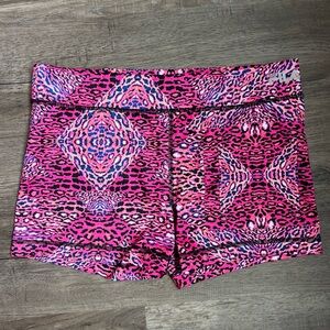 Fila Pink and Blue Leopard Patterned Women's Athletic Shorts